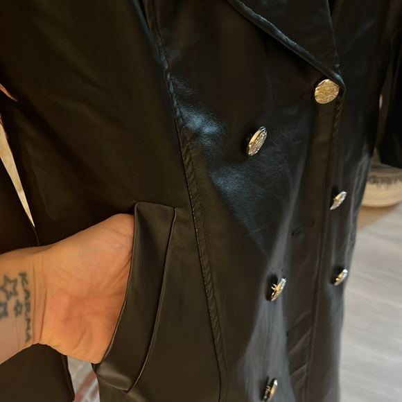 NWT! Faux leather Trench Coat - Picture 3 of 7